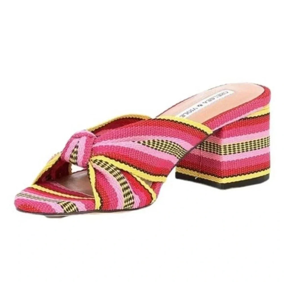 Chelsea & Violet Sandals Gia Knot Stripe Fabric Mules Size 5.5 NWT - Picture 2 of 13